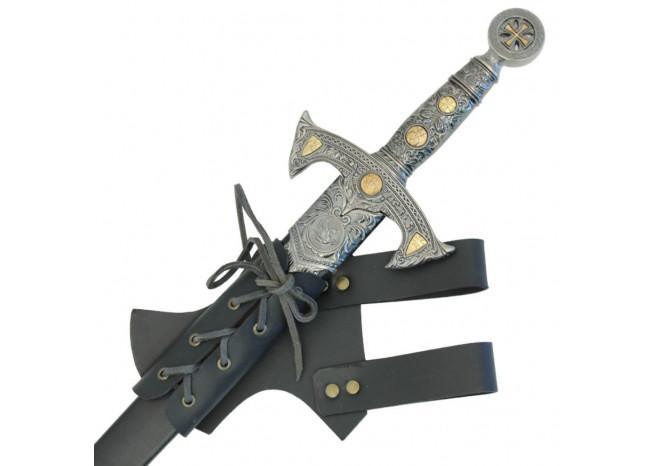 Medieval Hawk Wood Leather Sword Frog Black