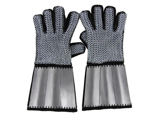 Medieval Holy Land and Defender Chainmail Gauntlets with Plates