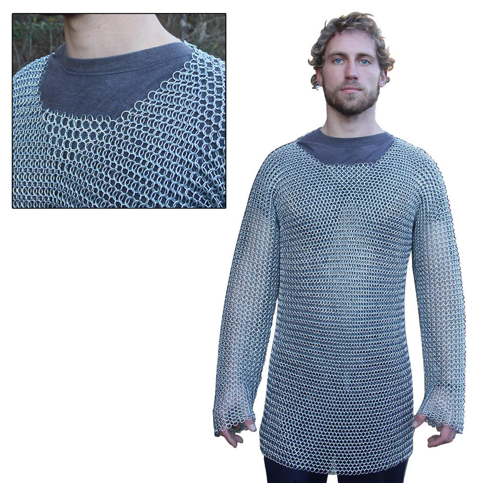 Medieval Knights Full Sleeve Hauberk Chainmail Large