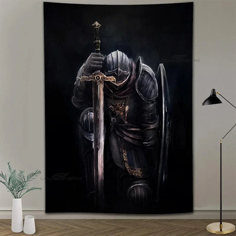 Medieval Knights Templar Patterns Tapestry Wall Hanging Cloth Decorative Tapestry Modern Family Art Decorative Bookshelves Tape