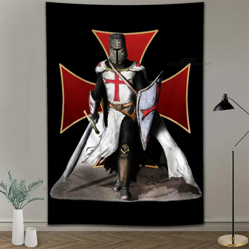 Medieval Knights Templar Patterns Tapestry Wall Hanging Cloth Decorative Tapestry Modern Family Art Decorative Bookshelves Tape