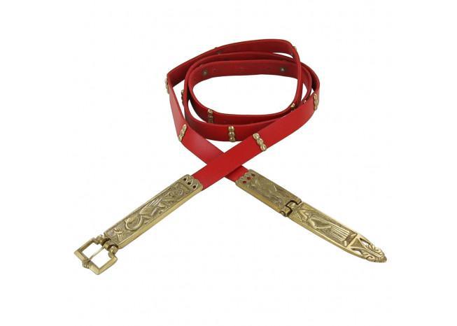 Medieval Lady in Red Leather Belt