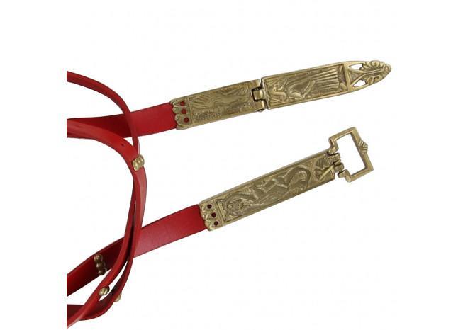 Medieval Lady in Red Leather Belt