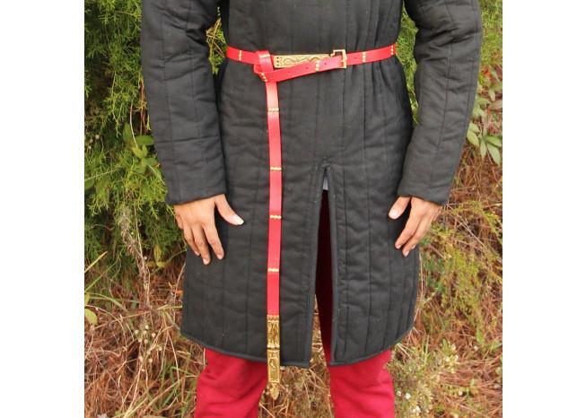 Medieval Lady in Red Leather Belt