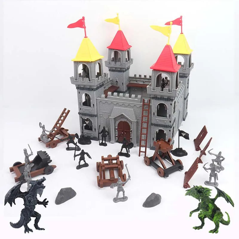 Medieval Mercenary Stronghold Military Sand Table Castle Soldier Assembly Model European Ancient War Boy Toy