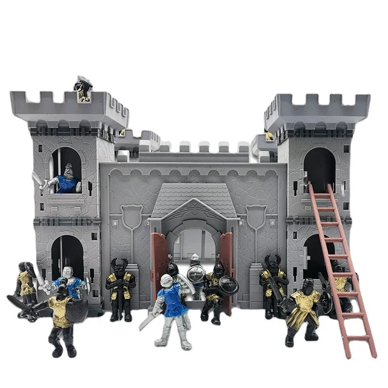 Medieval Mercenary Stronghold Military Sand Table Castle Soldier Assembly Model European Ancient War Boy Toy