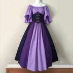 Medieval Renaissance Dress – Corset Gown, Plus Size Cosplay - Purple / S