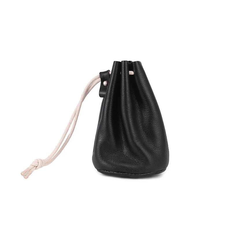 Medieval Retro Cowhide Drawstring Coin Purse Small Bags Women Men Lipstick ID Credit Card Money Key Holder Storage Coin Pouch