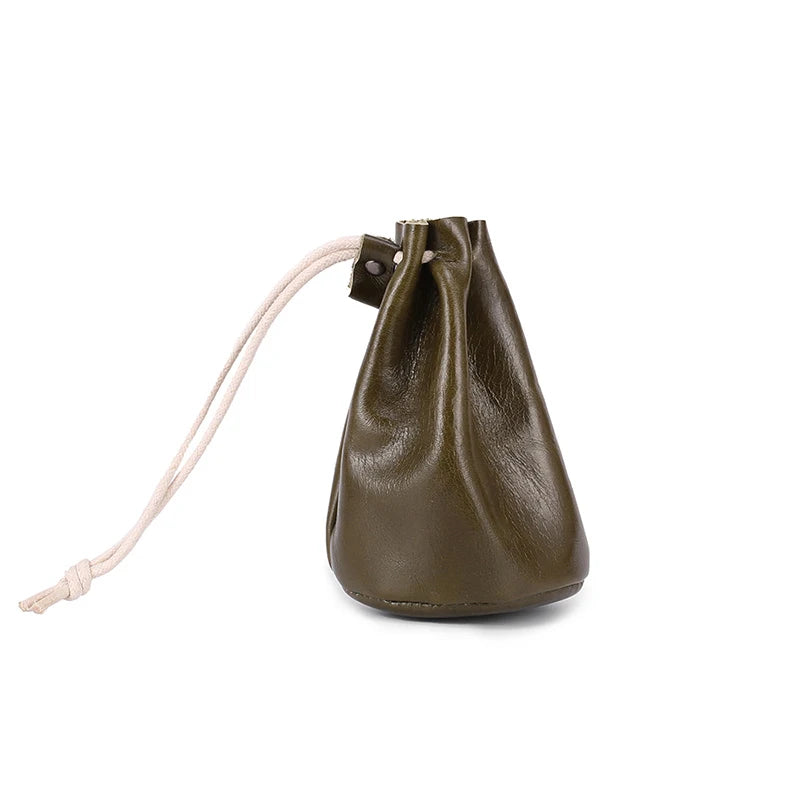 Medieval Retro Cowhide Drawstring Coin Purse Small Bags Women Men Lipstick ID Credit Card Money Key Holder Storage Coin Pouch