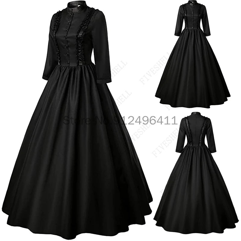 Medieval Retro Punk Gothic Court Princess Dress Royal Lady Ball Dress Elegant Vampire Devil Christmas Victorian Costume Vestidos