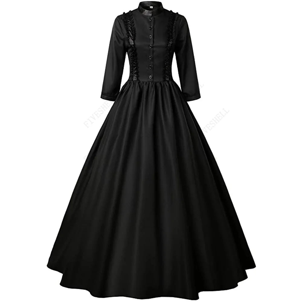 Medieval Retro Punk Gothic Court Princess Dress Royal Lady Ball Dress Elegant Vampire Devil Christmas Victorian Costume Vestidos