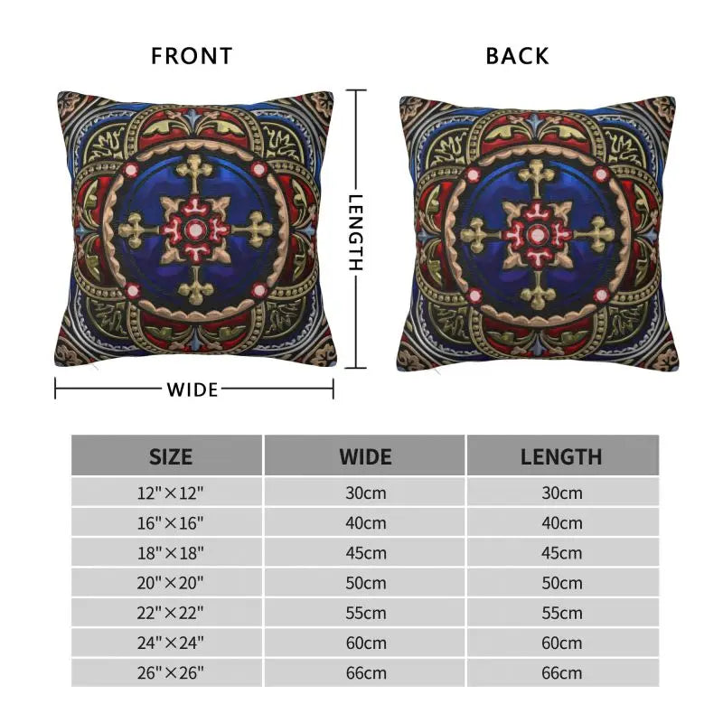 Medieval Sacred Cross Black Leather Cushion Covers Polyester Throw Pillow Case for Sofa Car Square Pillowcase Bedroom Decoration