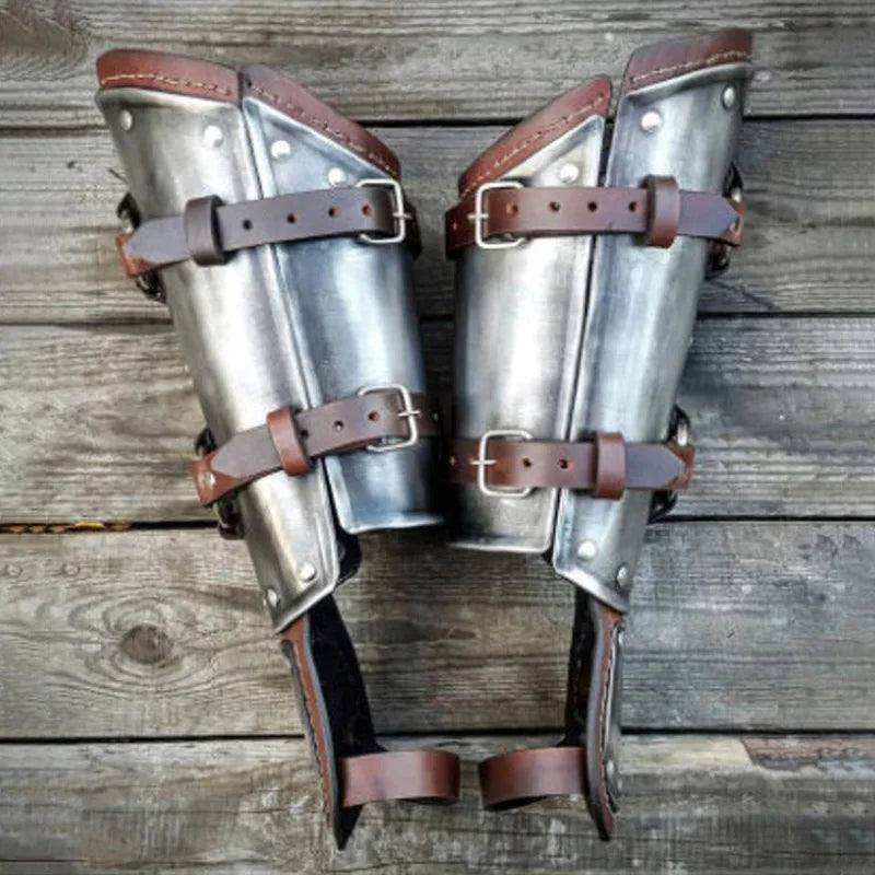 Medieval Steampunk Leather Bracer Vambraces Viking Knight War Battle Gauntlet Gloves Retro Adjustable Strap Buckle Cosplay Props