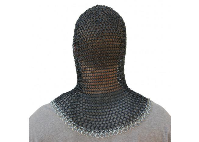 Medieval V Face Mild Steel Mithril Chainmail Coif Armor