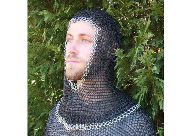 Medieval V Face Mild Steel Mithril Chainmail Coif Armor