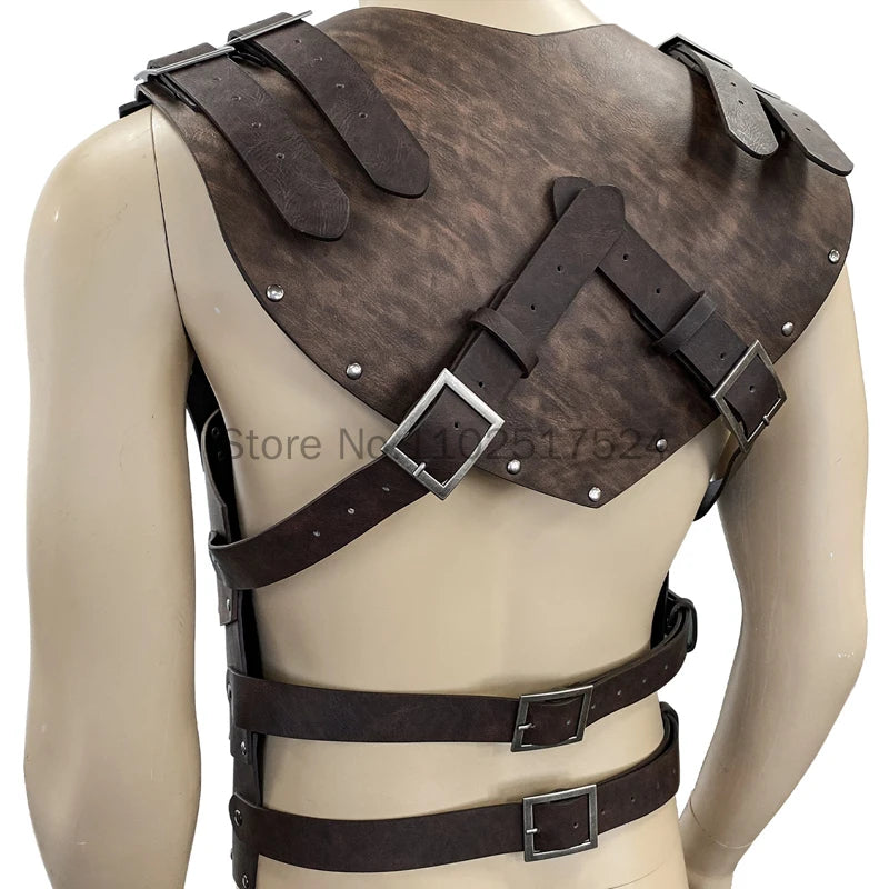 Medieval Victorian Warrior Armor Embossed Viking Costume PU Leather Knight Vest Chest Armor for Cosplay Larp Party Halloween