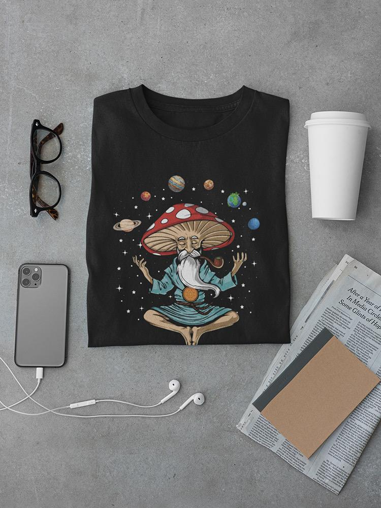 Meditating Mushroom T-shirt -SmartPrintsInk Designs