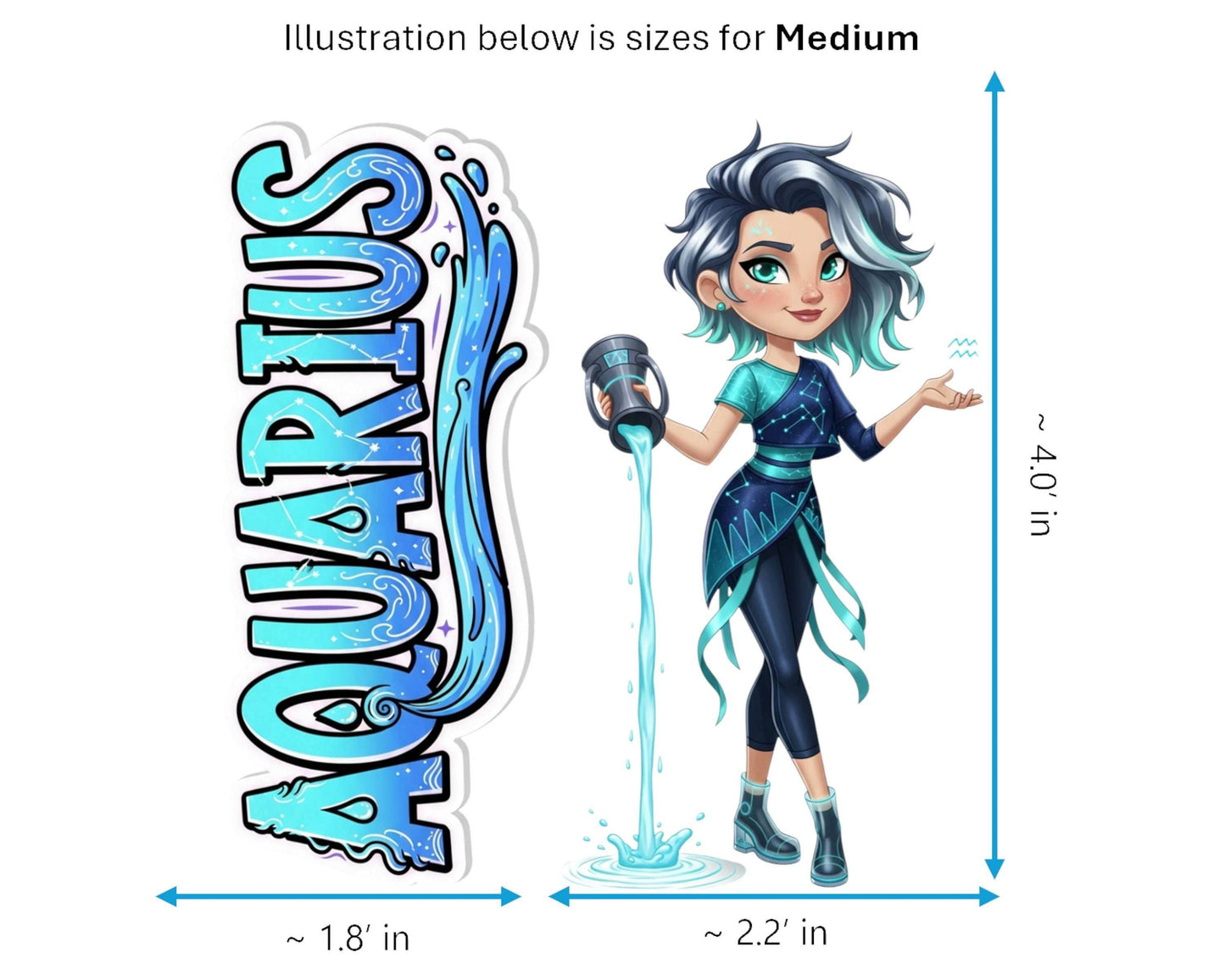 Aquarius Sticker and Magnet - the Star-Pourer Horoskins™ – Zodiac Air Sign | Waterproof & UV-Proof - Sticker / Medium