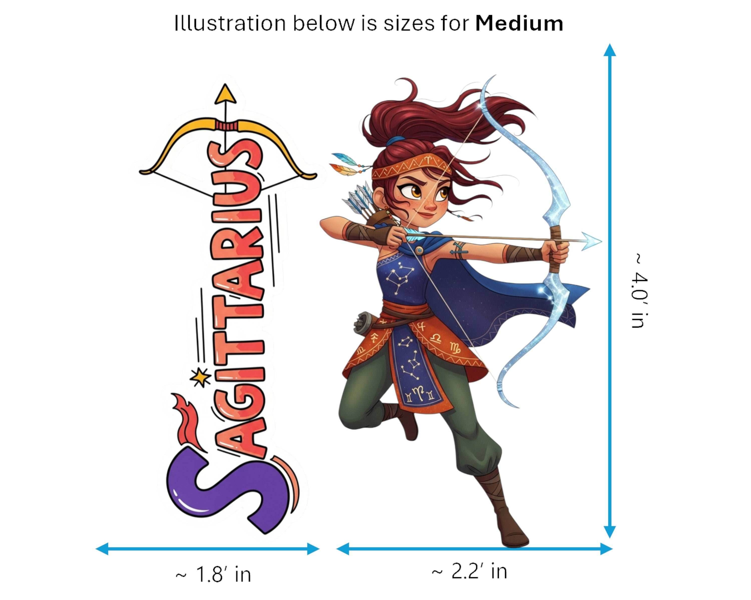 Sagittarius Sticker and Magnet - Celestial Archer Horoskins™ – Zodiac Fire Sign | Waterproof & UV-Proof - Sticker / Medium