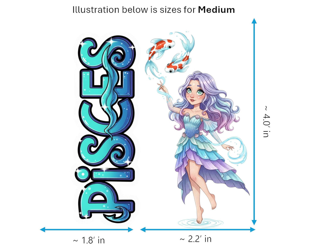 Pisces Sticker and Magnet - the Celestial Fish Horoskins™ – Zodiac Water Sign | Waterproof & UV-Proof - Sticker / Medium