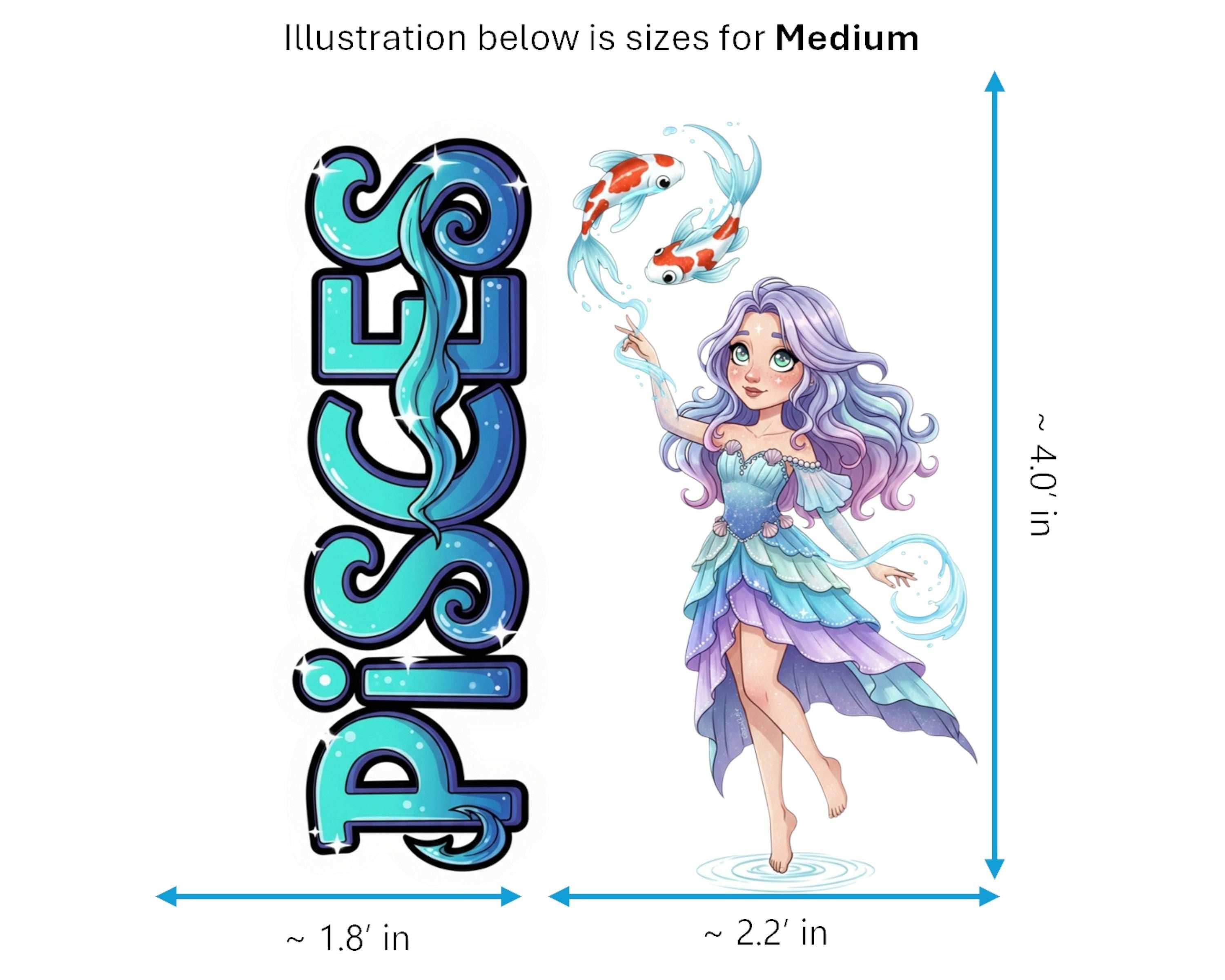 Pisces Sticker and Magnet - the Celestial Fish Horoskins™ – Zodiac Water Sign | Waterproof & UV-Proof - Sticker / Medium