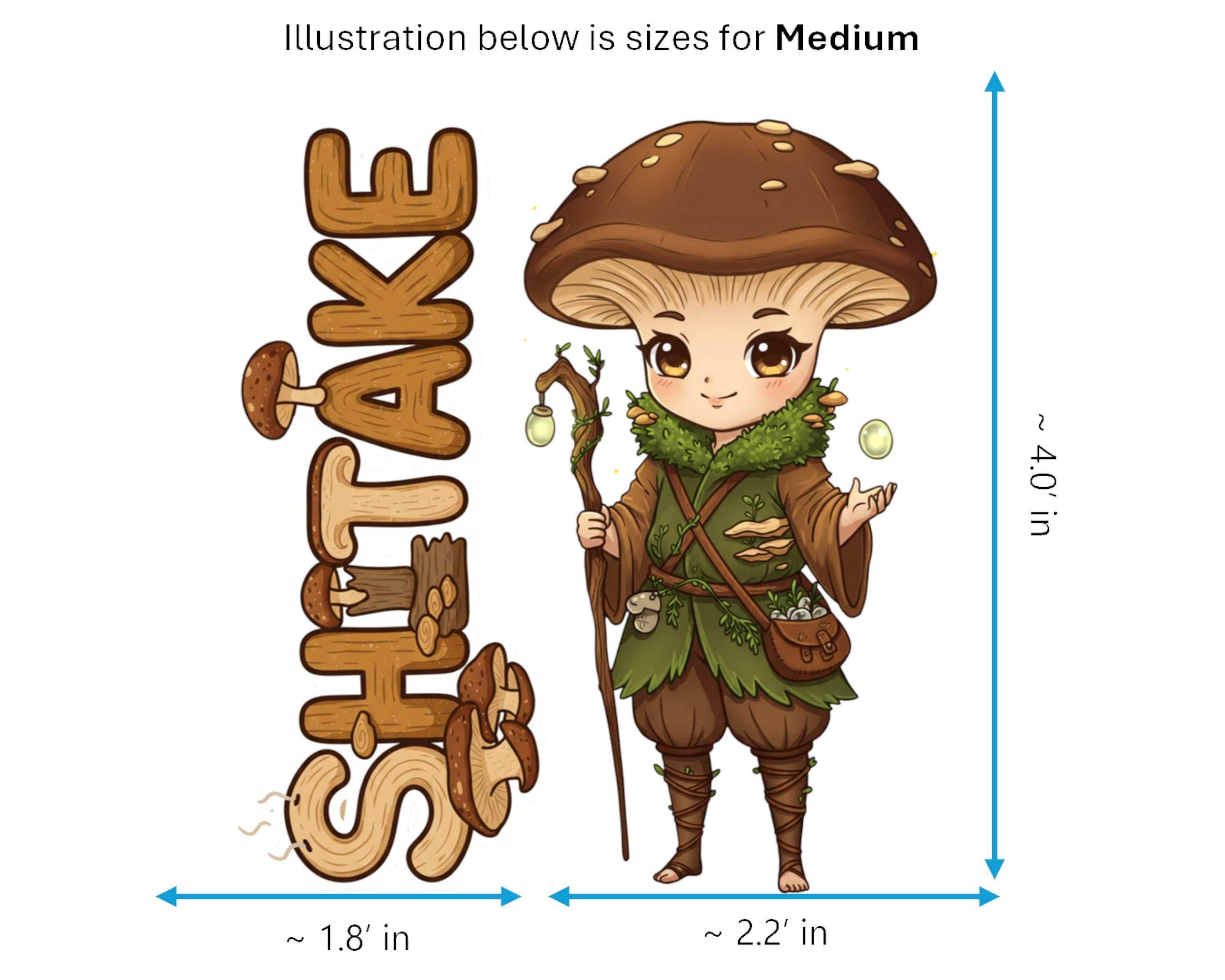 Shiitake Sticker and Magnet - Savory Sentinel Fungikins™ – Edible Mushroom Art | Waterproof & UV-Proof - Sticker / Medium