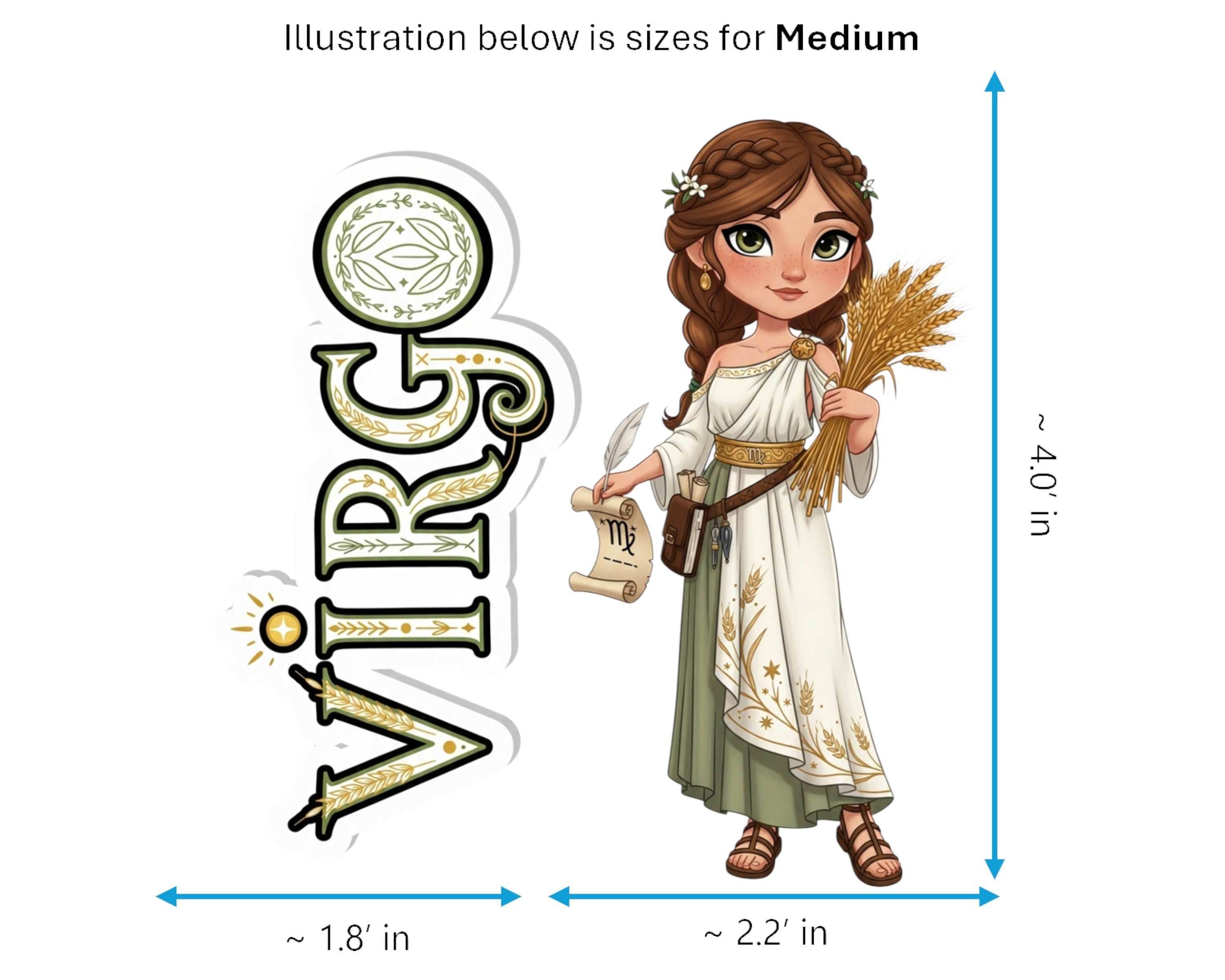 Virgo Sticker and Magnet - the Harvest Maiden Horoskins™ – Zodiac Earth Sign | Waterproof & UV-Proof - Sticker / Medium