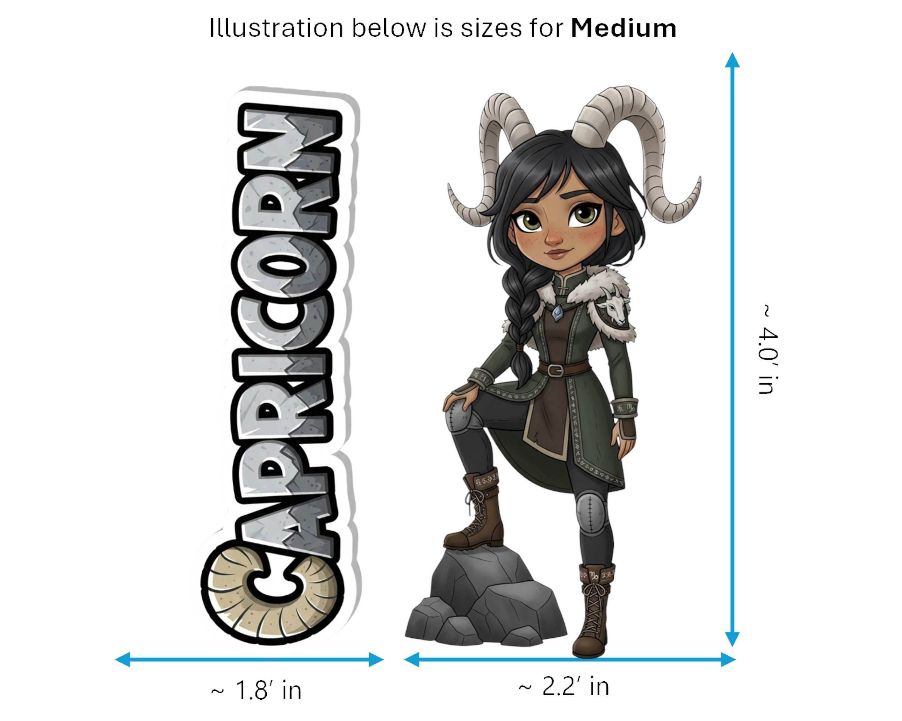 Capricorn Sticker and Magnet - Mountain Climber Horoskins™ – Zodiac Earth Sign | Waterproof & UV-Proof - Sticker / Medium