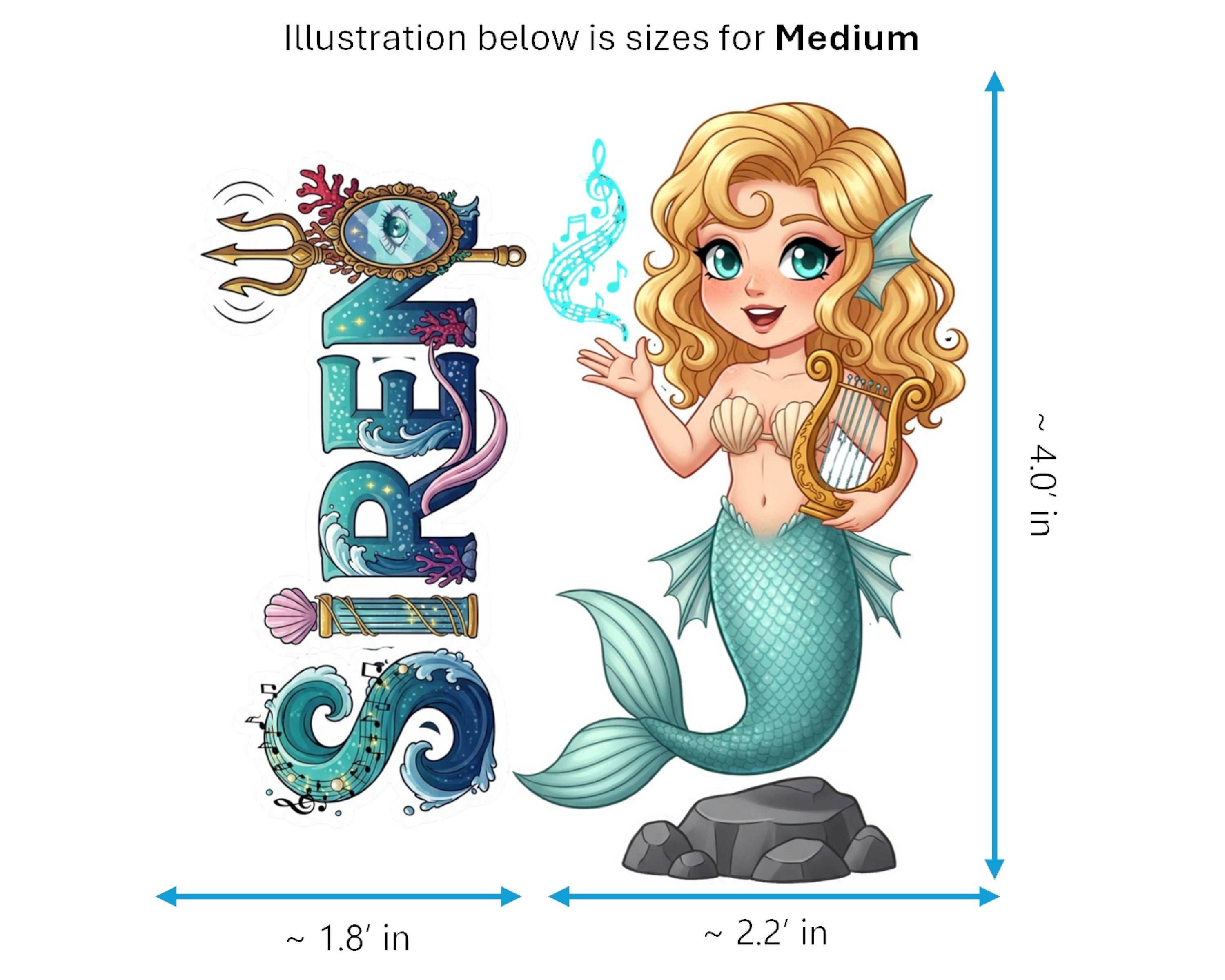 Siren Sticker and Magnet - Enchanter of the Seas Mythkins™ – Mythical Sea Creature | Waterproof & UV-Proof - Sticker / Medium