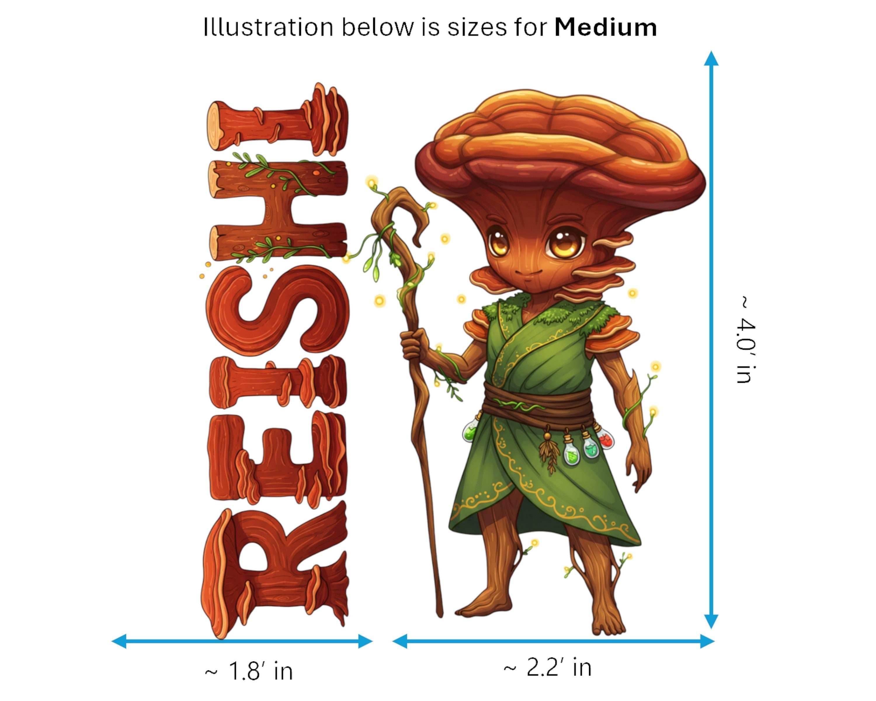 Reishi Sticker and Magnet - Mushroom of Immortality Fungikins™ – Medicinal Mushroom Art | Waterproof & UV-Proof - Sticker / Medium