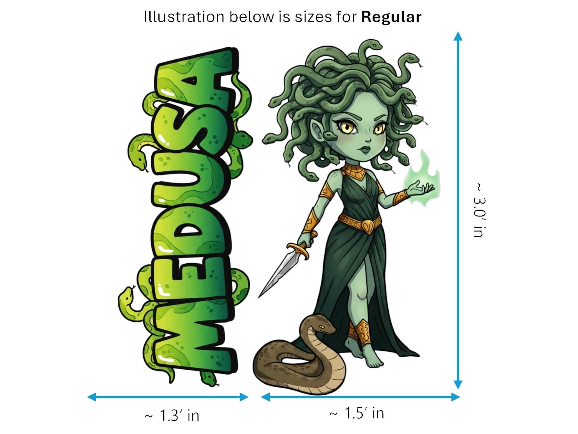 Medusa Sticker and Magnet – Serpent-Haired Gorgon Mythkins™ | Waterproof & UV-Proof - Sticker / Regular