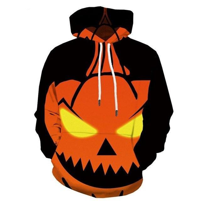 Men Halloween Pumpkin 3D Print Black Hoodie