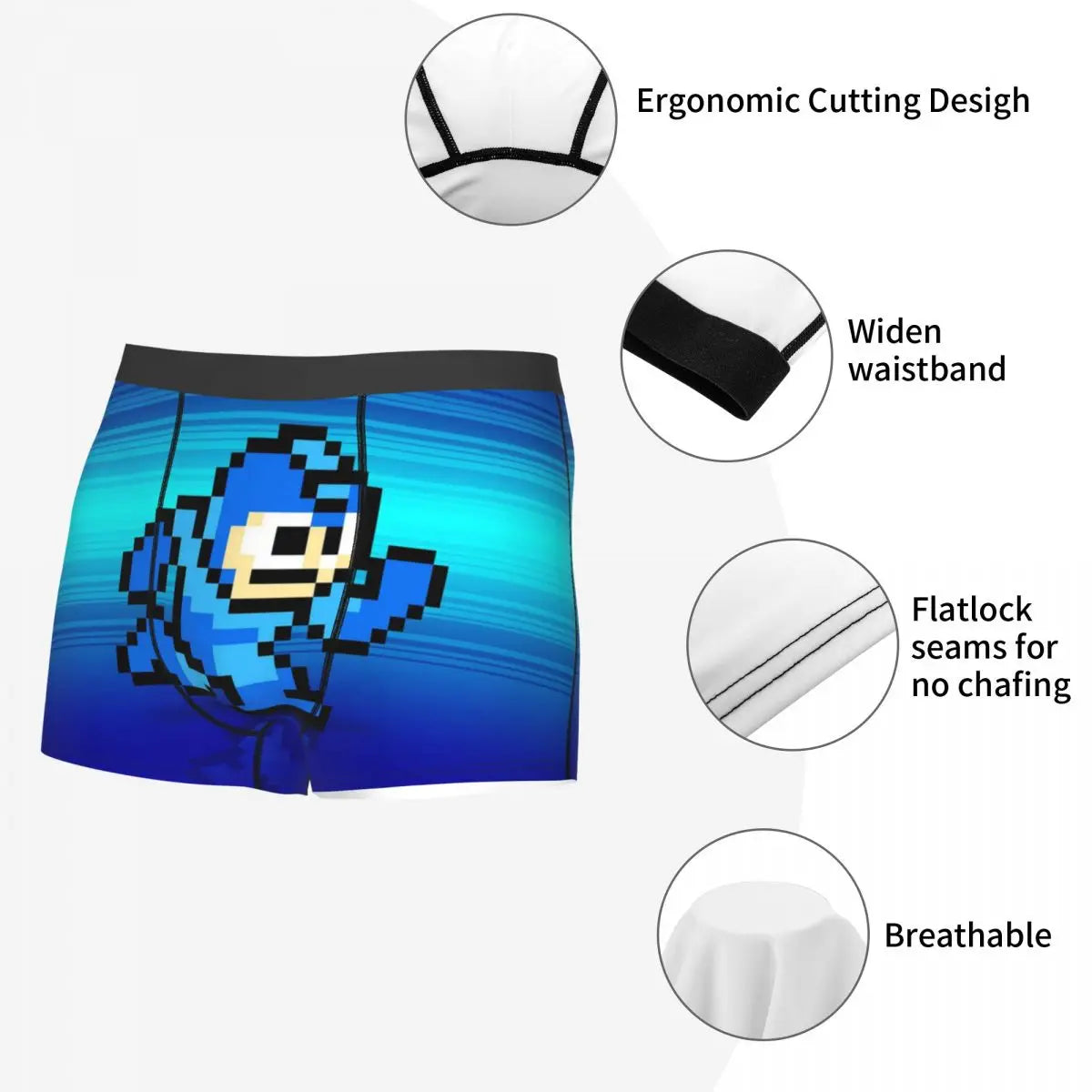 Men Megaman Video Game Mega Man Boxer Briefs Shorts Panties Mid Waist Underwear Homme Novelty Plus Size Underpants