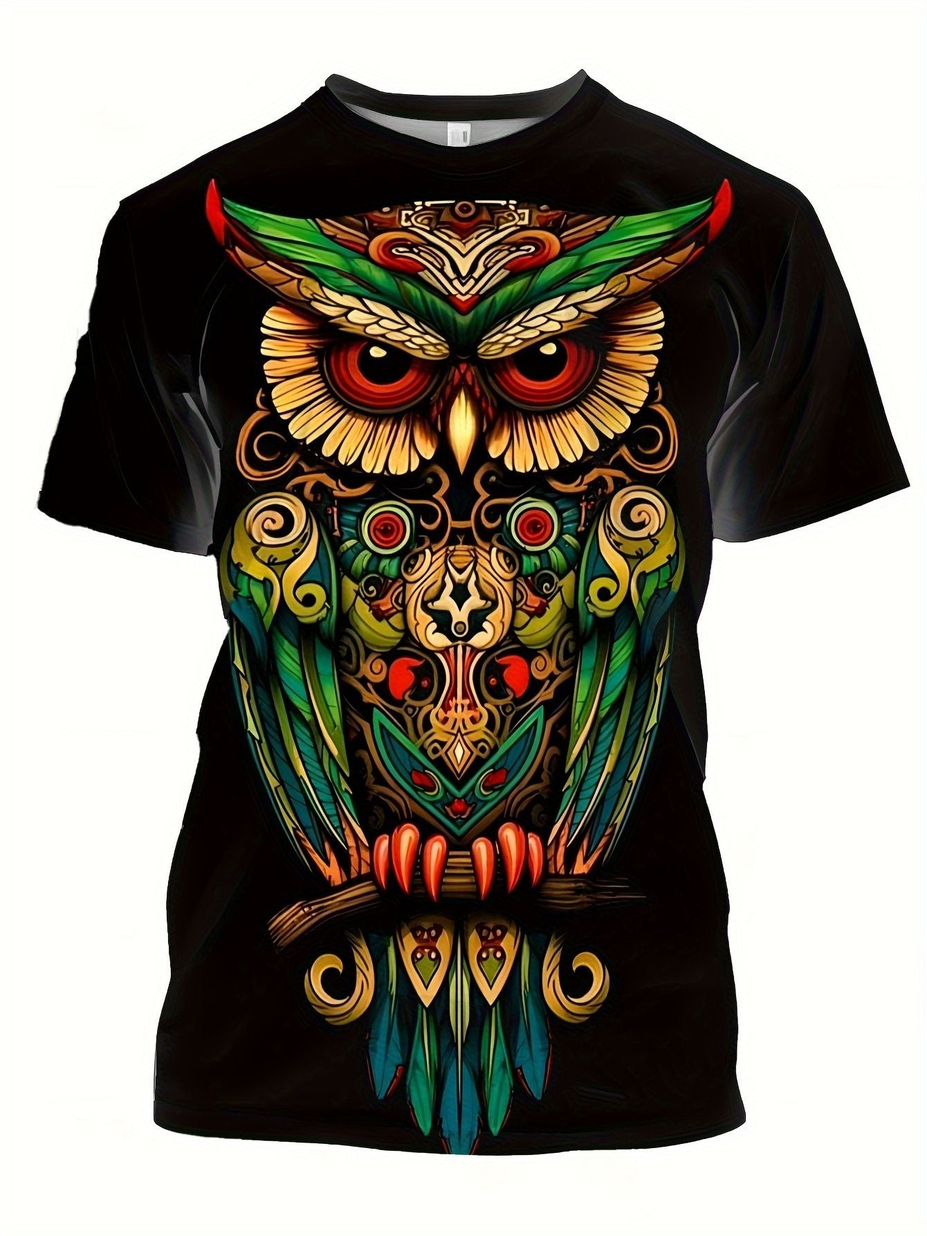 Men's Owl Pattern Printed T-shirt