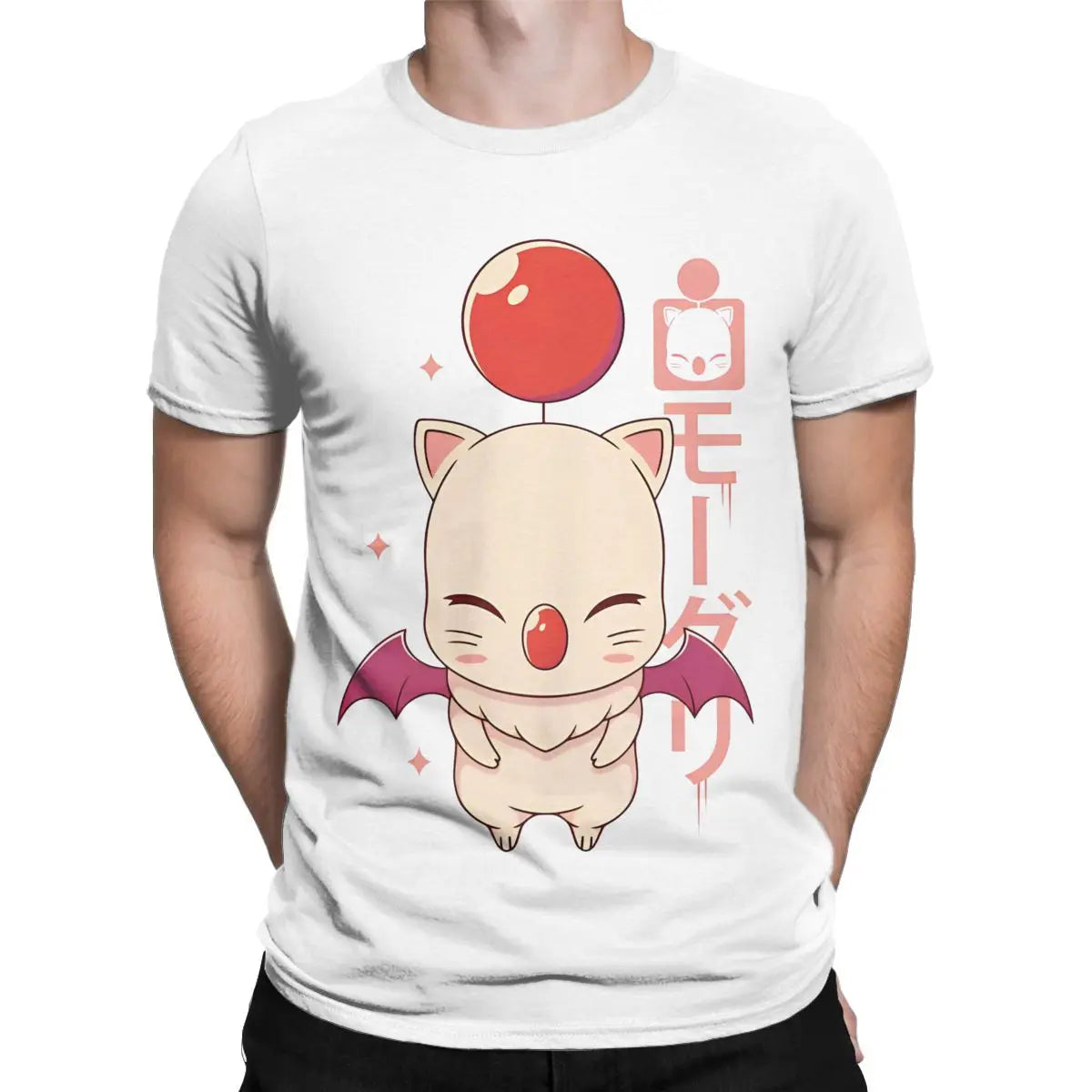 Men's T-Shirt Moogle Kupo FINAL FANTASY Novelty Cotton Tee Shirt Short Sleeve T Shirts O Neck Tops Birthday Present