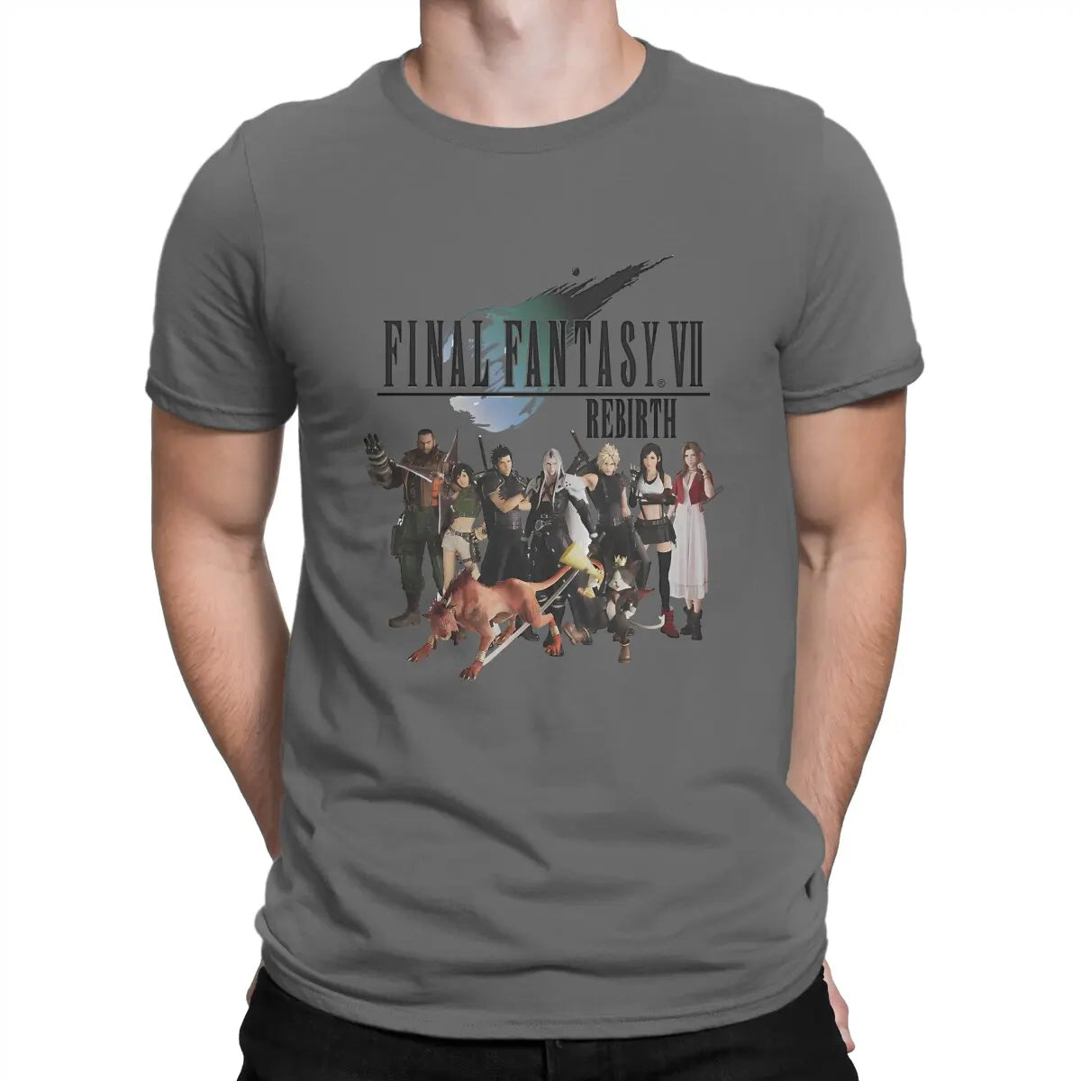 Men T-Shirt VII Rebirth Characters Group Funny Cotton Tees Short Sleeve Final Fantasy T Shirt O Neck Tops Gift Idea