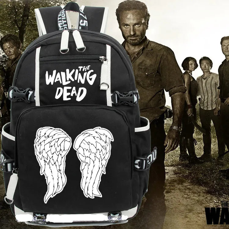 Men The Walking Dead Fire Wing Backpack Student School Book Printing Casual Bag Cosplay Gift