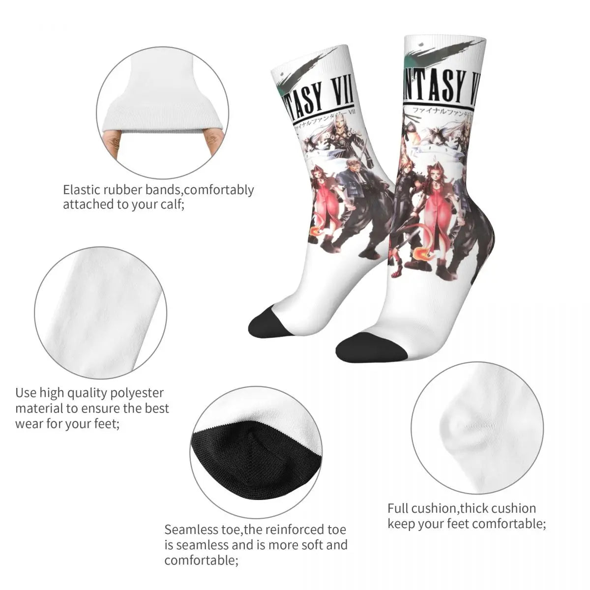 Men Women Final Fantasy VII Character Socks Comfortable Fashion Funny Video Games Socks Novelty Merchandise Middle TubeSocks