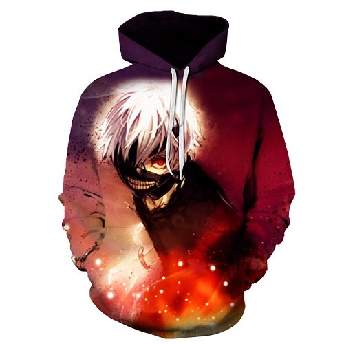 Men/women Tracksuits Tops Print  Hooded Anime Tokyo Ghoul Kaneki Ken 3D Hoodies Thin Autumn Sweatshirts