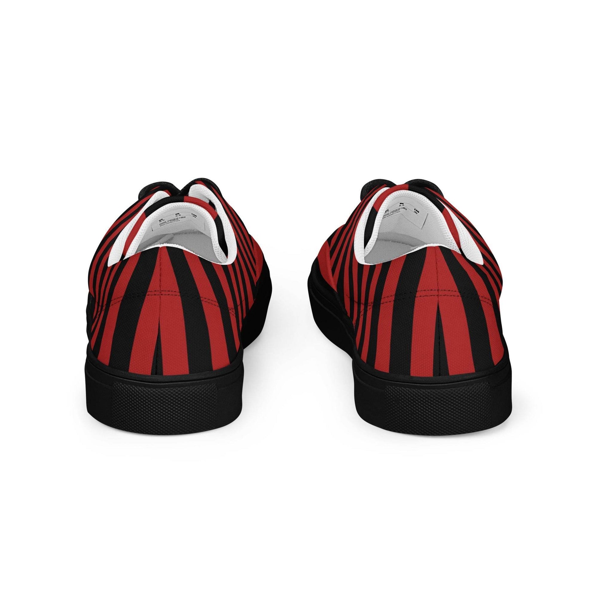 Black and Red Striped Men’s Lace-up Canvas Shoes - 5
