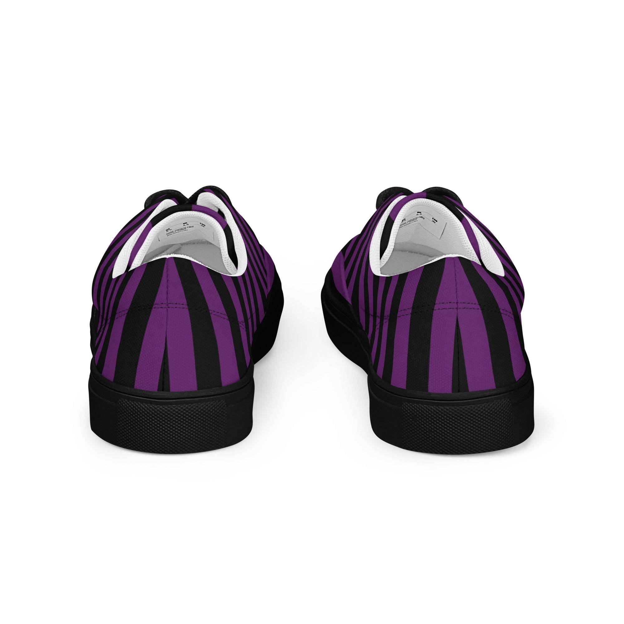 Black and Purple Striped Men’s Lace-up Canvas Shoes - 5