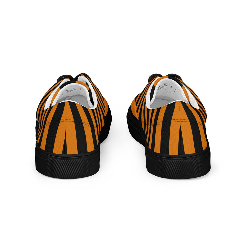 Black and Orange Striped Men’s Lace-up Canvas Shoes - 5