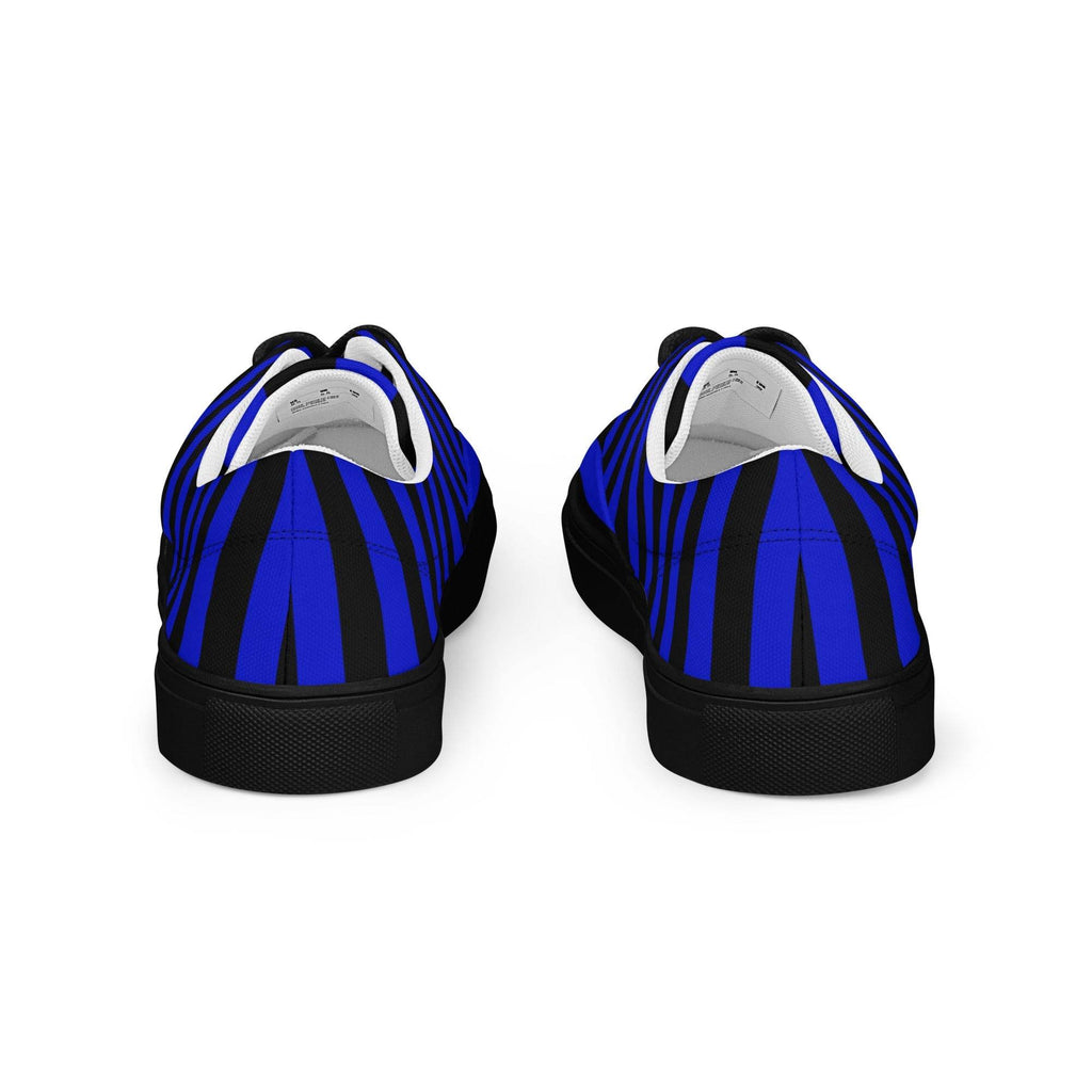 Black and Blue Striped Men’s Lace-up Canvas Shoes - 5