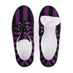 Black and Purple Striped Men’s Lace-up Canvas Shoes - 5
