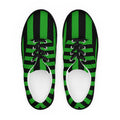 Black and Green Striped Men’s Lace-up Canvas Shoes - 5