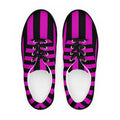 Black and Pink Striped Men’s Lace-up Canvas Shoes - 5