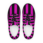 Black and Pink Striped Men’s Lace-up Canvas Shoes - 5