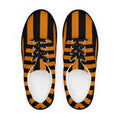 Black and Orange Striped Men’s Lace-up Canvas Shoes - 5