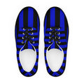 Black and Blue Striped Men’s Lace-up Canvas Shoes - 5