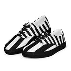 Black and White Striped Men’s Lace-up Canvas Shoes - 5